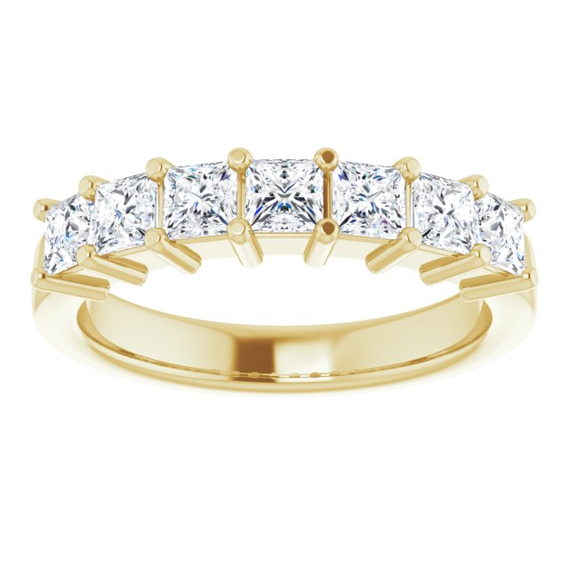 1.26 ct. Princess Cut Diamond Wedding Band 7 Stone Anniversary Ring-VIRABYANI